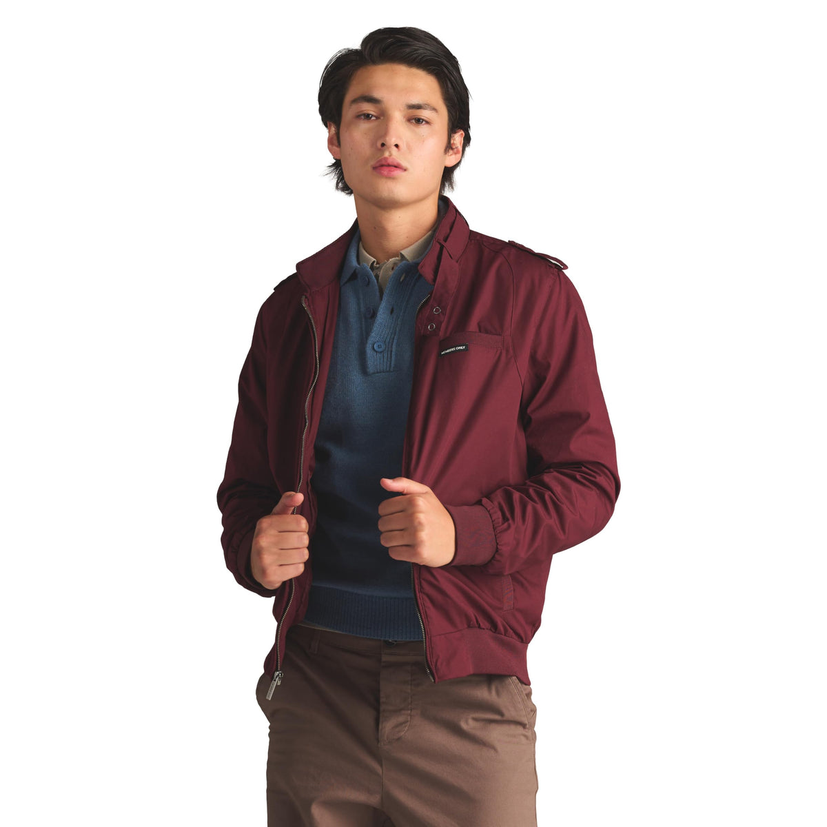 Members Only Men's Iconic Racer Quilted Lining & Slim Fit Jacket (Burgundy, Small)