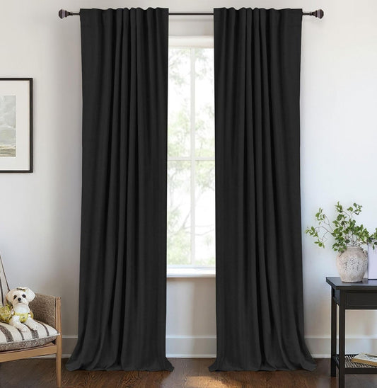 Skiennix Blackout Curtains - 100% Blackout Thermal Insulated Drapes | 72" Long, 50" W, Black, 2 Panels Set