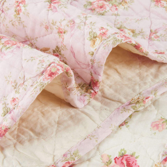 Cozyholy Original 100% Cotton Quilt Pink Floral Patchwork Quilted Throw Blanket, Reversible Bedspread Coverlet Vintage Shabby Chic Bedding Quilt for Bed Couch Sofa