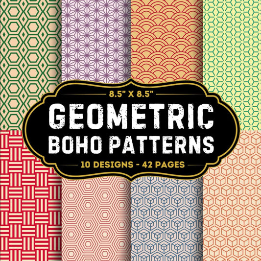 Boho Geometric Patterns Scrapbook Paper: 10 Of Boho Patterns Craft Papers 8.5" x 8.5" For Scrapbooking, Mixed Media, Origami, Wrapping Paper, Junk Journaling, Decoupage, DIY, Card Crafting, And More