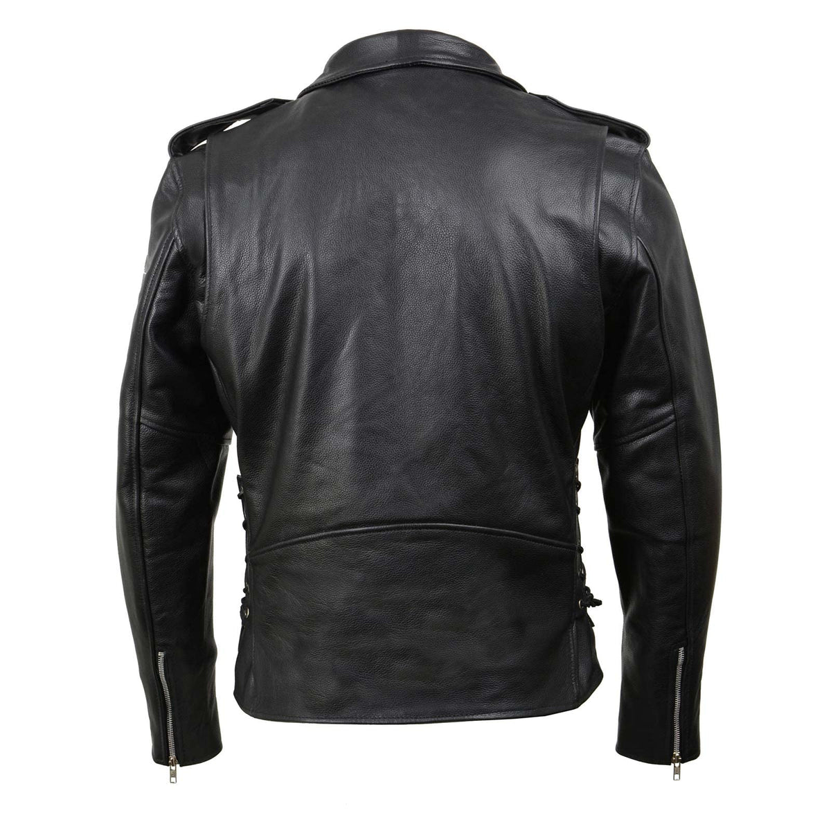 Milwaukee Leather SH1011 Men's Classic Brando Premium Leather Black Motorcycle Riders Leather Jacket w/Side Laces - Medium