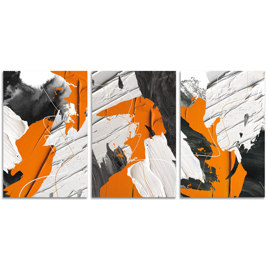 Muzagroo Art Abstract Canvas Wall Art for Living Room Modern Abstract Artwork for Home Wall Decor Orange Abstract Pictures Printed Art Bedroom Decorations 3 Panels Ready to Hang M