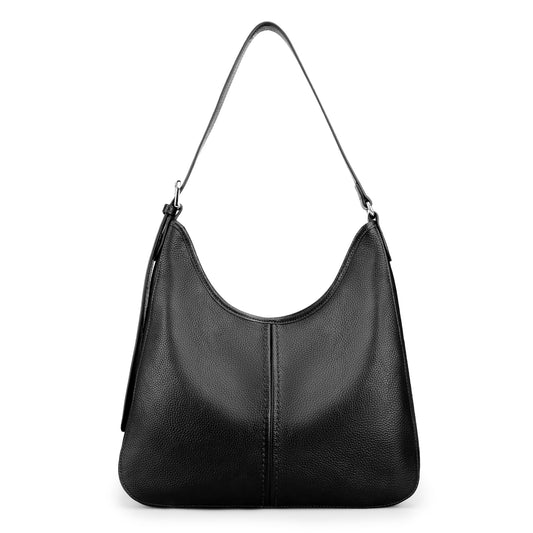 befen Genuine Leather Hobo Bags for Women, Soft Real Leather Women's Shoulder Bag Handbags, Leather Shoulder Hobo Purse Designer Bags with Adjustable Strap for Daily Work Travel Fall Fashion, Black