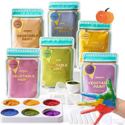 Jar Melo Washable Finger Paints Powder for Toddlers, Safe Paints for Baby's Hand and Feet, Non-Toxic Preschool Art and Craft Supplies, 6 Colors