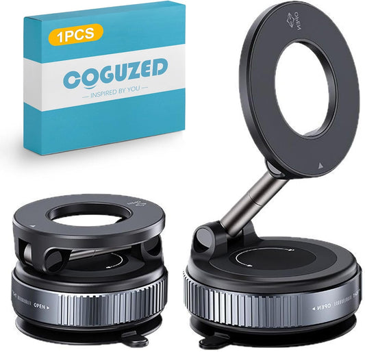 CoguZed 360 Magnetic Suction Cup Phone Mount, Strong Vacuum Phone Holder with Degree Adjustable and Foldable Arm