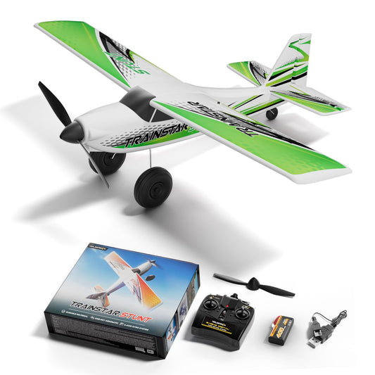 volantexrc 4 CH RC Plane TrainStar 500mm Brushless Remote Control Airplane Fighter RTF with 6-Axis Gyro,3 Modes & Aerobatics, 2.4GHz Radio Controlled Aircraft for Beginners & Adults (Green)
