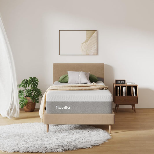 Novilla Twin Mattress - 10 Inch Gel Memory Foam for Cool Sleep & Pressure Relief | Medium Plush Design