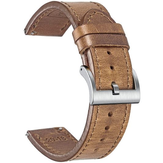 hemsut h 20mm Watch Bands, Vintage Horween Leather Watch Strap Quick Release Replacement Wrap for Men or Women Tranditional or Smart Watches