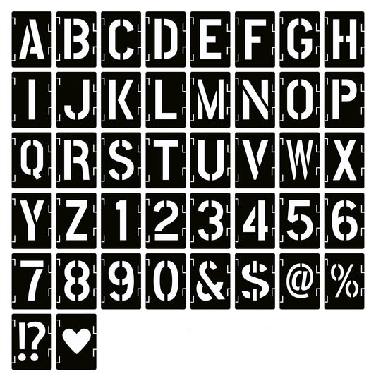 YEAJON 8 Inch Letter Stencils Symbol Numbers Craft Stencils, 42 Pcs Reusable Alphabet Templates Interlocking Stencil Kit for Painting on Wood, Fabric, Rock, Chalkboard, Sign, DIY Art Projects (8'')