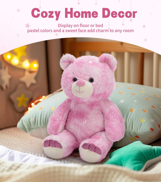 Tezituor Pink Teddy Bear,Stuffed Teddy Bear,Rainbow Bear Plush Toys,13.78in Cute Cozy Bears Stuffed Animal, Plushies,Stuffies for Girlfriend,Kids,Christmas,Birthday,Valentines Gifts,Huggable Medium