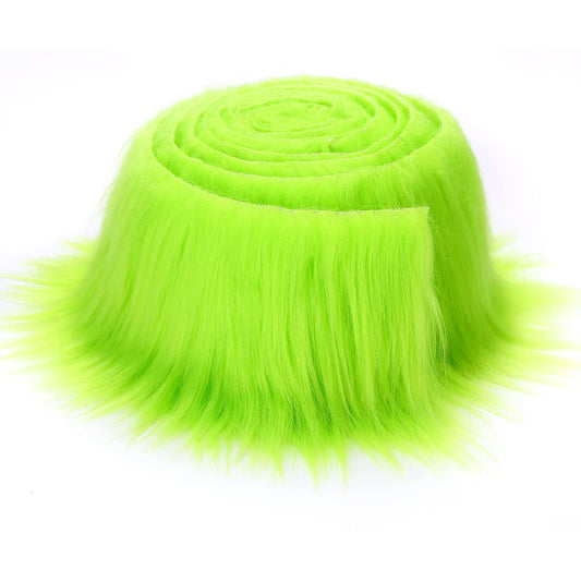 Tatuo 4 x 100 Inch Green Faux Fur Fabric Christmas Fluffy Fuzzy Craft Fake Fur Cuts Shaggy Synthetic Plush Patch Sewing DIY Winter Halloween Costume Gnome Beard Miniature Dolls Rugs Mats Gift