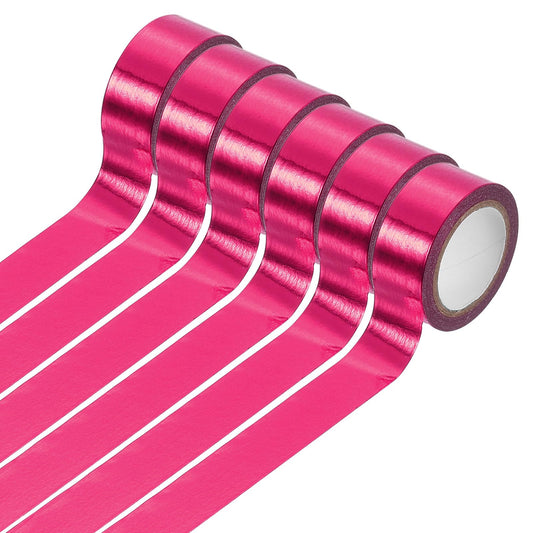 uxcell 6 Rolls Foil Washi Tape 5.5 Yards x 0.6" Solid Foil Decorative Tape Metallic Color Masking Tape for Arts & Crafts Labeling DIY Scrapbooking Planner Gift Wrapping, Bright Pink