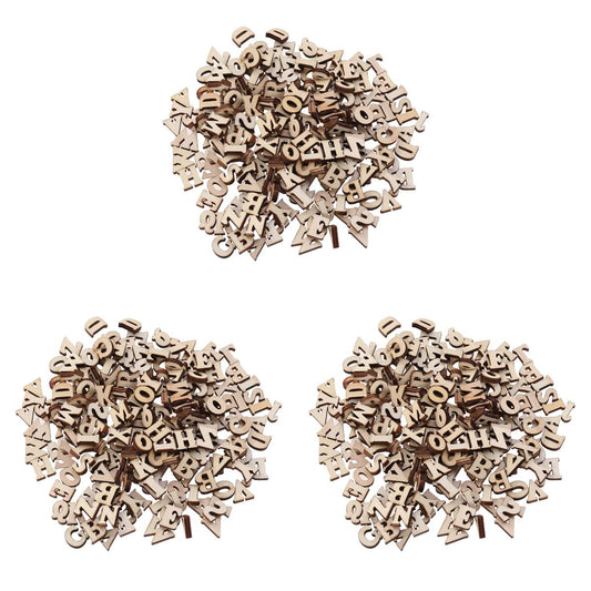 BESTOYARD 600Pcs 0.59 Inch Small Natural Wooden Letters Slices DIY Craft Embellishments for Scrapbooking Kids Educational Art Projects Christmas Decor