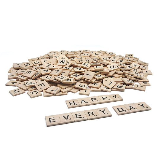 Goiio 1000 Pieces Letters for Crafts, Wood Tiles, DIY Wood Gift Decoration, Making Alphabet Coasters and Crossword Game