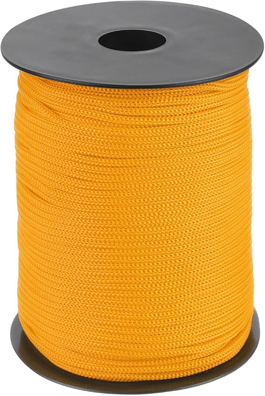 MECCANIXITY 1/8 Inch Polypropylene Rope Braided Ropes, 328ft Nylon Rope Hollow Utility Cord for Clothesline, Camping, Hiking, Outdoor, Orange Yellow