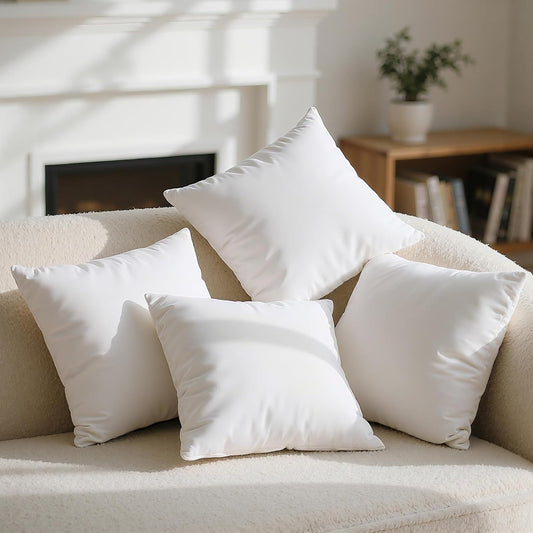 Phantoscope 100% Virgin Fiber Pillow Inserts - Premium Hypoallergenic Square Throw Pillows | 18x18 Inches, Pack of 4