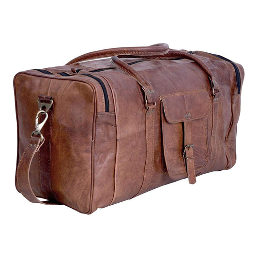 Leather Duffel Bag 32 inch Large Travel Bag Gym Sports Overnight Weekender Bag by Komal's Passion Leather (21 inch)