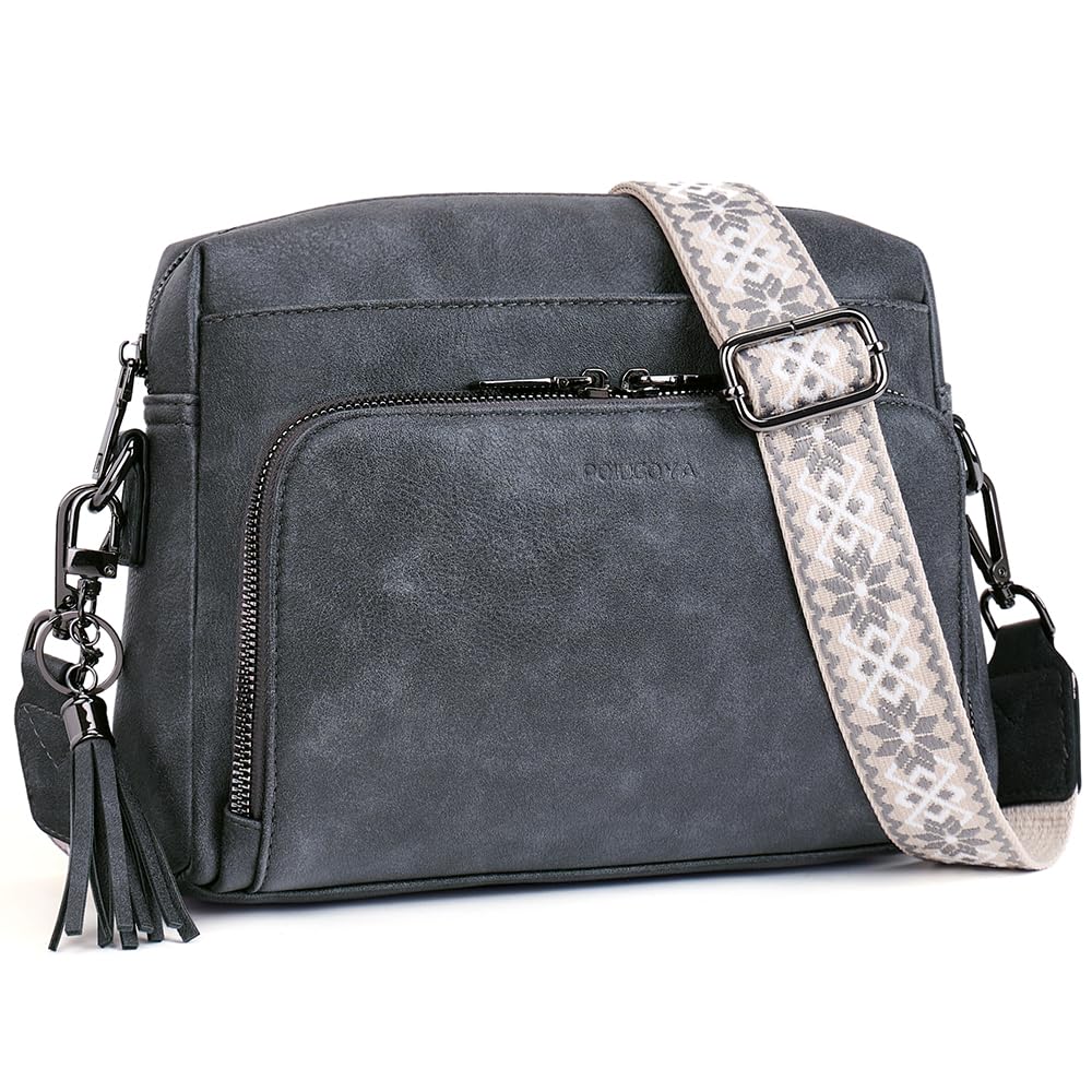 POIUGOYA Crossbody Purses for Women Trendy,Vegan Leather Medium Crossbody Bag,Women's Crossbody Travel Purse Built in Wallet