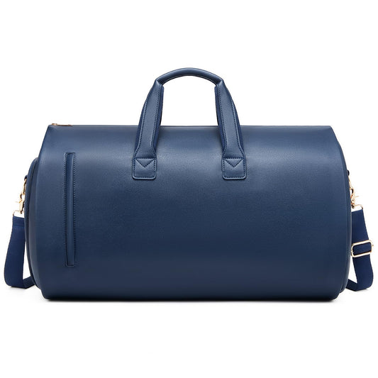 Leather Garment Bag，Convertible Garment Duffel Bag for Travel Mens Suit Bag 2 in 1 Waterproof Foldable Carry on Garment bag with Shoulder Strap Weekender Bag with Shoe Pouch