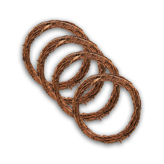 Grapevine Wreath Set, Marrywindix 4 Pieces Natural Vine Branch Wreath Christmas DIY Rattan Wreath Garland for Christmas Holiday Craft Wedding Decor (10 in.)
