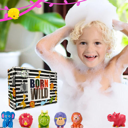 Bath Bombs for Kids with Toys Inside - Organic Bubble Bath Fizzies with Jungle Animal Toys. Gentle and Kids Friendly Spa Bath Balls, Bath Fizz Balls - Birthday Gifts for Toddlers, Boys, Girls