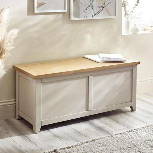 Julian Bowen Richmond Wooden Storage Bench, Elephant Grey, 45 x 105 x 40 cm