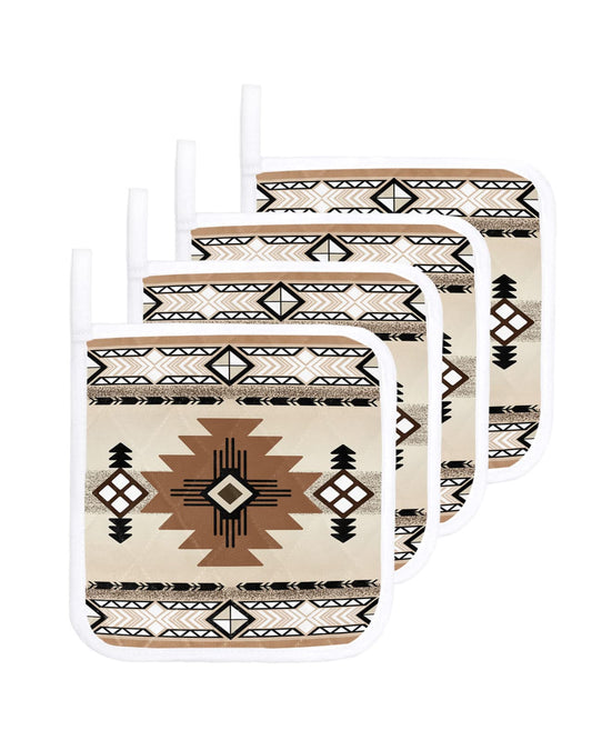 Southwest Pot Holders for Kitchen Heat Resistant Potholder, 4 Pack Hot Pads Multipurpose Oven Pads Terry Cloth Potholders Trivet for Cooking and Baking Tribal Indian Ethnic