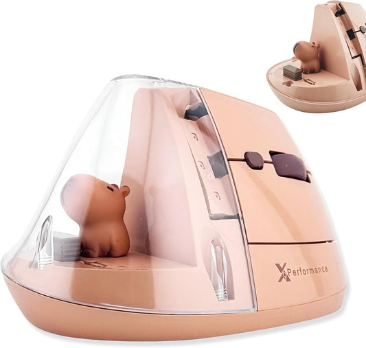 X9 Performance 2.4G) 4000 6 Wireless Vertical Ergonomic Mouse - Click with Capybara - (BT + Up to DPI, Button