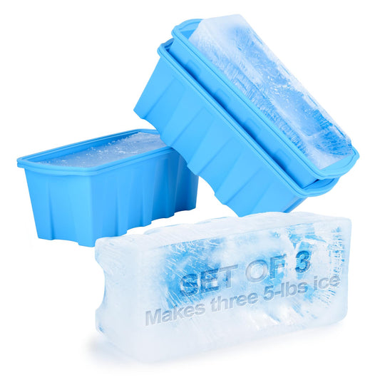 Extra Large Ice Block Mold 3 Pack-Makes three 5 lb Extra-large Ice cubes, Steel reinforced molds,Upgrade Ice Cube Maker，Ideal for Revitalizing Ice Baths or Chilled Coolers ，Reusable Silicone Molds