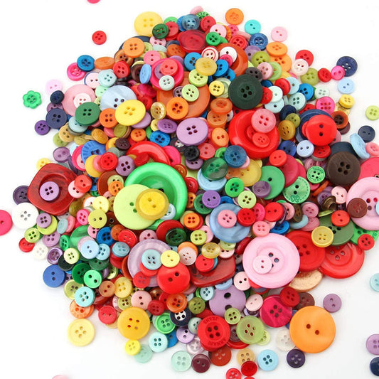 Tosnail 2400 Pieces Colorful Resin Buttons, Round Craft Buttons Sewing Buttons, Assorted Sizes and Colors for DIY Button Painting, Handmade Ornaments