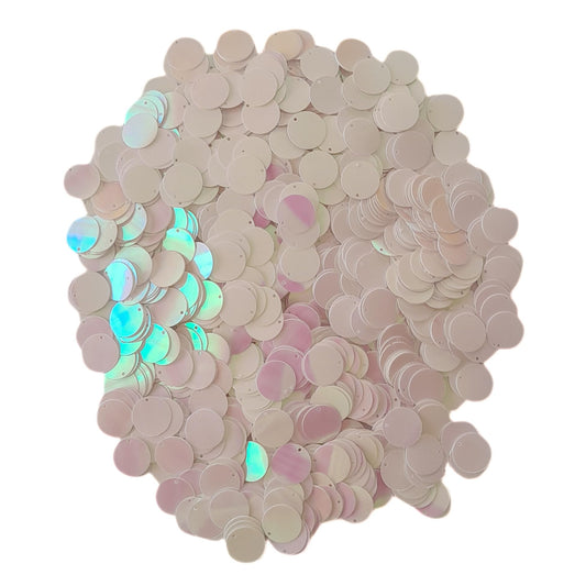 Deglation Studio 20mm Bulk Loose Iridescent Top Hole Round Sequins, Embriodery Disc Sequins for Craft DIY Sewing Decorations Arts 250 Pieces (White-Pearl IRIS156)