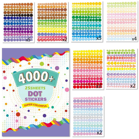 Qaxrocyn 4000+ Colorful Dot Stickers – 25 Sheets Self-Adhesive Round Label Stickers for Coding, Reward Charts, Calendars, Scrapbooking & Kids Craft Projects.