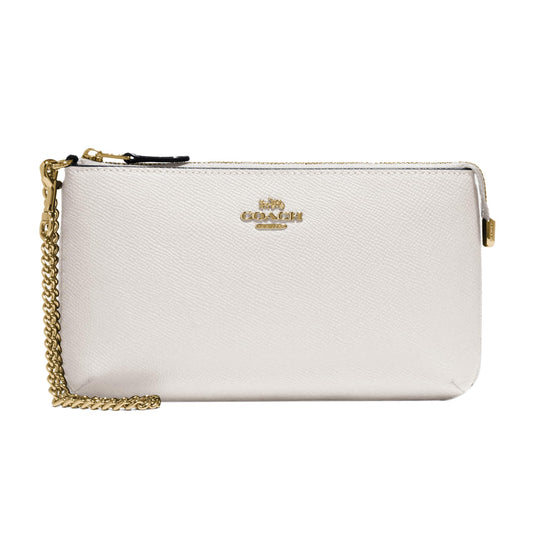 COACH Crossgrain Leather Wristlet w Chain