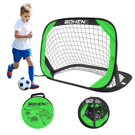 BOHEN Pop Up Soccer Goals for Kids-Foldable Portable Soccer Net for Outdoor Indoor Backyard Beach(3.3x2.2FT,Green)