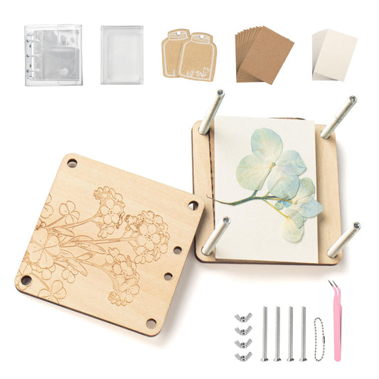 YPJXBEST Mini Flower Press Kit,2.55"x2.55" Portable Pocket Flower Press DIY Botanical Crafts Mini Plant Preservation Kit for Hiking & Nature Journaling Arts and Crafts Lovers,Plant Lover Gifts