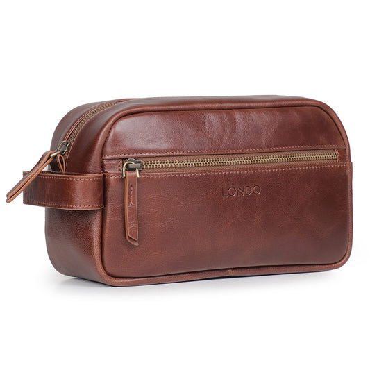 Londo Genuine Leather Travel Toiletry Bag – Makeup, Shaving Organizer, Dopp Kit for Men & Women, Durable & Stylish Travel Accessory