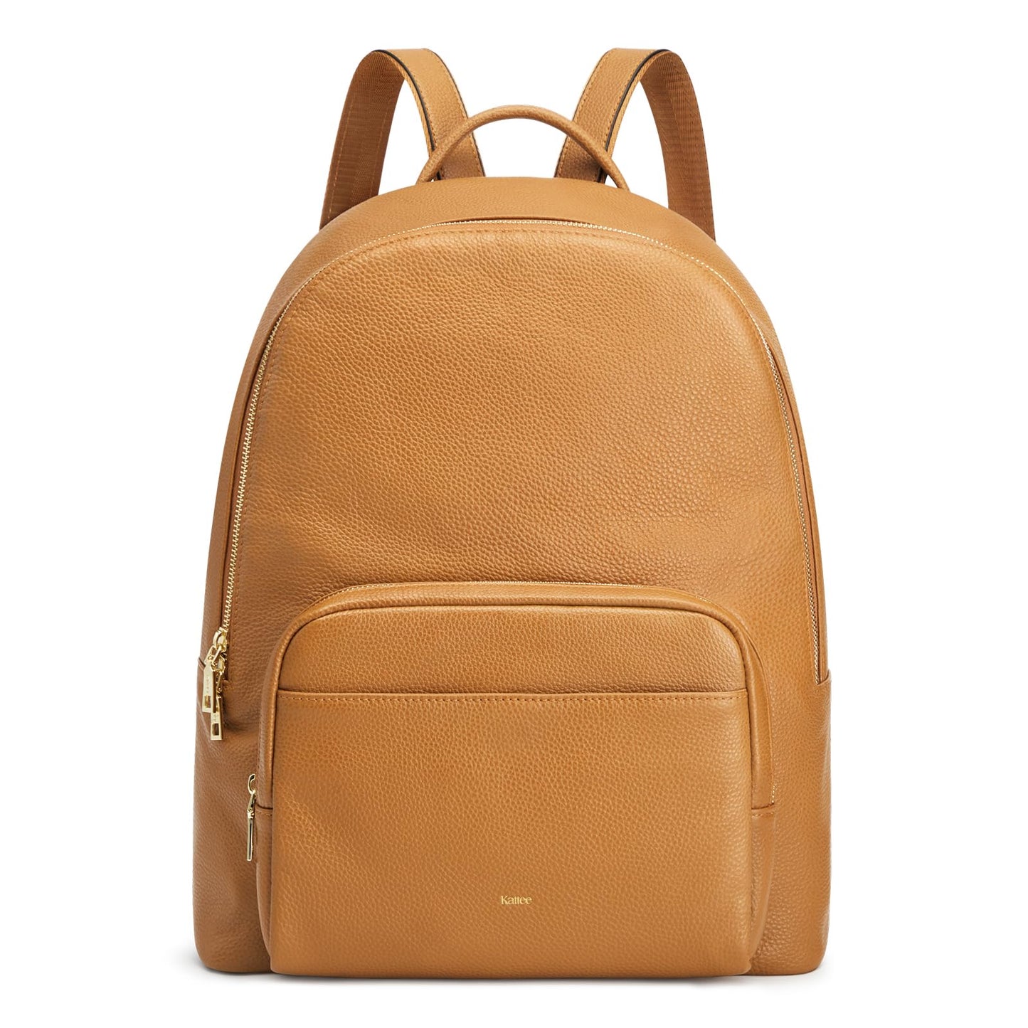 Kattee Leather Backpacks for Women,Fashion Multi-fuction Bag with Card Zipper Bag Attached at the Back for Travel Work Shopping and School, Brown
