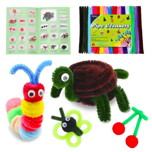 Zlulary Pipe Cleaners Craft, Pipe Cleaners Craft Supplies, Art and Crafts Kit with Instructions Arts Crafts Decorations