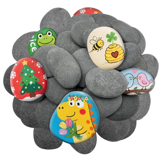 RITOLLO 26PCS River Rocks for Painting 2-3 Inch Flat Smooth Rocks to Paint Alphabet Natural Stones Bulk for Kids, Arts & Crafting Easter Gift Spring Project