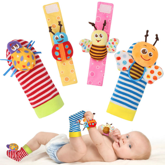 Bloobloomax Baby Rattles Toys for 0-12 Month, Infant Girl Boy Toys for Babies 3-6 Months, Newborn Hand & Foot Toys for 0 to 9 Months, Baby Shower Gifts Set with Wrist Rattle Socks (Light Blue)