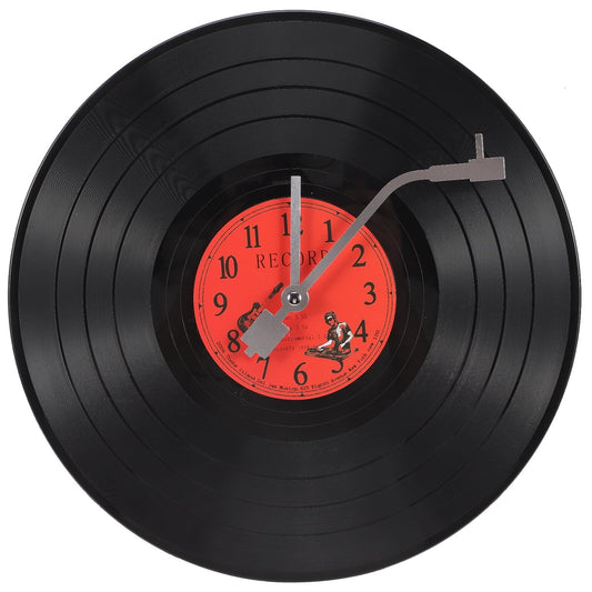 ZOYPAR Musical Black Vinyl Record Wall Clock Battery Operated Music Room Decor Decoration Art Hanging Clocks- 11.81inch