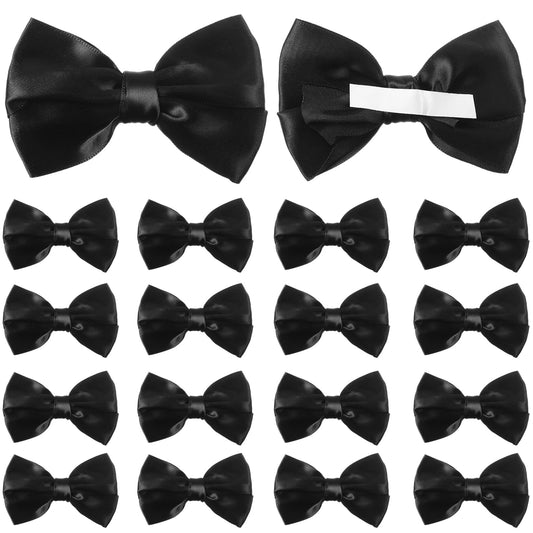 Riceshoot 24 Pcs Satin Ribbon Bows 3.5" Self Adhesive Satin Bows Gift Wrapping Stick on Premade Ribbon Bow with Double Sided Tape for Making Crafts Baby Shower Party Wedding Decor(Black)