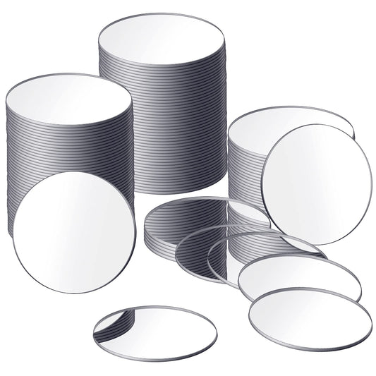 Jetec 25 Pcs Mini Acrylic Round Mirror Tiles, Self Adhesive Non Glass Round Mirror Stickers, Classic Style, for DIY Crafts, Centerpieces, Home Wall Decor, Jewelry Making(5 Inch in Diameter)