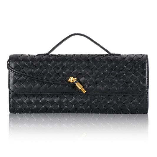 TYJONX Pu Leather Woven Purse For Women,Evening Clutch Purses for Women,Woven Bag with Metal Turn Lock for Party,Wedding