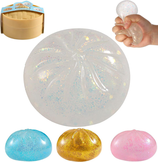 Skiennix Glitter Dumpling Squishy | Viral Stress Relief Fidget Toy - Mystery Box (Clear)