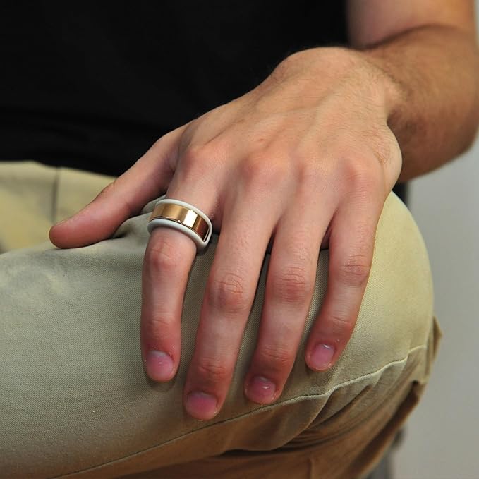 Rinfit Smart Ring Protector - Silicone Ring Enhancer for Active Lifestyle and Gym - StyleFit U.S. Design Patent - Stone, Size 9