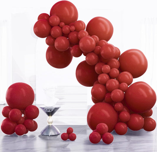 PartyWoo Burgundy Balloons - 100 Pcs in Various Sizes for Birthday & Graduation Decor | Dark Chestnut Red