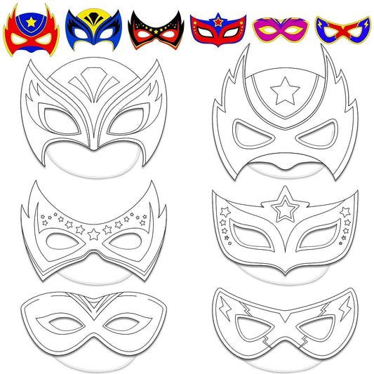 chiazllta 48 Pcs Color Your Own Super Theme hero Mask Craft DIY Hero Paper Mask Kits for Kids Father's Day Halloween Christmas Gifts Super Party Favors Decorations Class Home Activity Coloring Game
