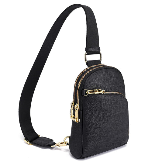 INICAT RFID Blocking Sling Bag, Anti Theft Crossbody Bag for Women Compact Travel Purses Leather(Black)