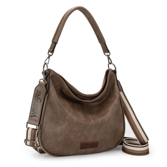 Wrangler Large Hobo Crossbody Bag Purses for Women Slouchy Shoulder Tote Handbags Ladies Cross Body Work Travel Trendy Gift with Adjustable Strap Dark Khaki WG129-1022DKH